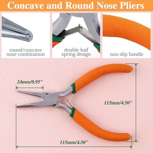 SPEEDWOX 5" Concave Round Nose Pliers for Jewelry Making Dip-Plastic Handle - style: Plastic dipped handle