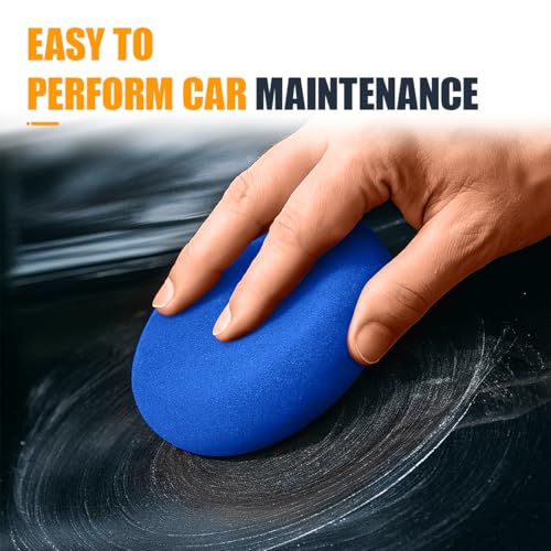 10PCS Car Foam Applicator Pads, 3.78" Round Auto Hand Polishing Pads, Compound Vehicle Detailing Sponges for Waxing, Paint, Ceramic, Glass (Blue) - color: Blue