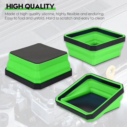 Magnetic Parts Tray 4-Pack – Collapsible Tool Holder for Screws & Bolts - color: Green, size: 4-Pack