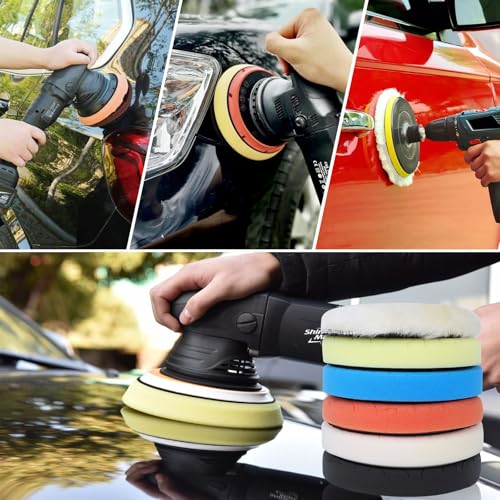 IPELY 6 Pcs 7 Inch Buffing Pads, Polishing Pads 7 Inch 180 mm Face for 6.7 Inch 170mm Base Plate Compounds, Buffer Pads for Polishing and Waxing - size: 7 Inch