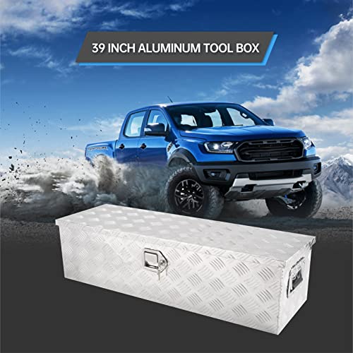 39" Aluminum Truck Tool Box with Side Handle, Silver(39"×13"×10") - color: Silver, size: 39"x13"x10"