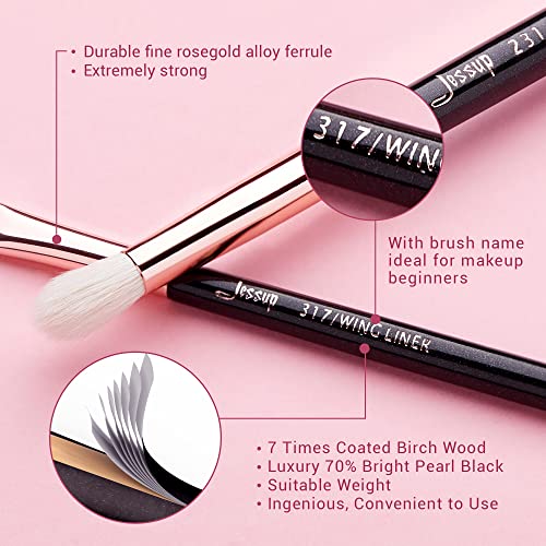 Jessup Eye Makeup Brushes Professional Eyeshadow Brush Set 15pcs T157 - color: C-Rose Gold/Pearl Black