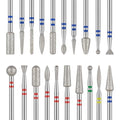 MelodySusie 20pcs Nail Drill Bits Diamond Cuticle Set Silver