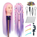 Eumos Mannequin Head with Hair, 29'' Doll Head for Hair Styling - color: Pink Purple
