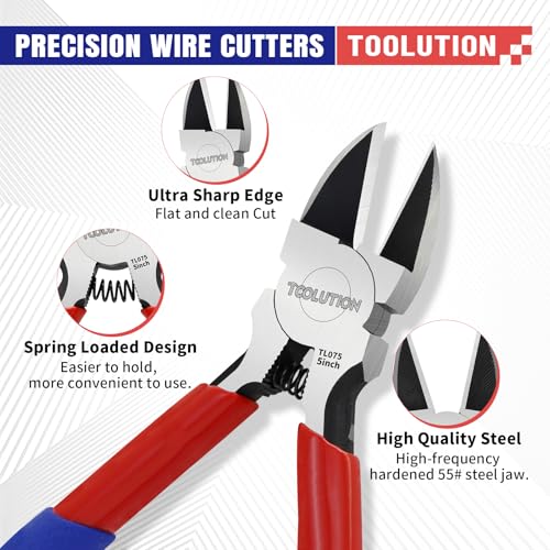 5" Small Wire Cutter Diagonal Cutting Plier Flush Cutter -5 Pack - color: 5"- 5 Pack