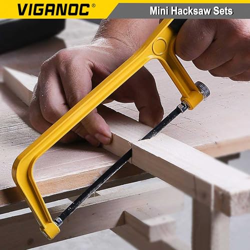 6-inch Mini Hacksaw and Miter Block Set - 150 mm Cutting Hand Saw with 5Pc Bi-metal Blades - style: Hacksaw with 5Pc blades