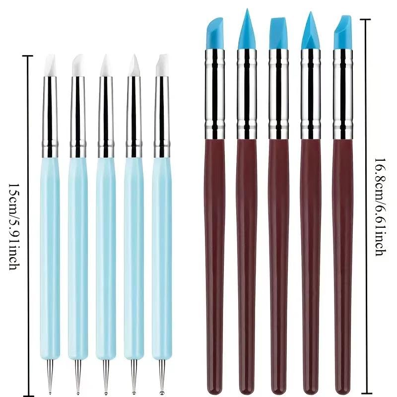 10 Pcs Silicone Clay Sculpting Tools Set, Double-Ended Dotting Tools & Silicone Brushes for Polymer Clay, Air Dry Clay, Pottery & DIY Crafting - color: 10Pcs-Blue