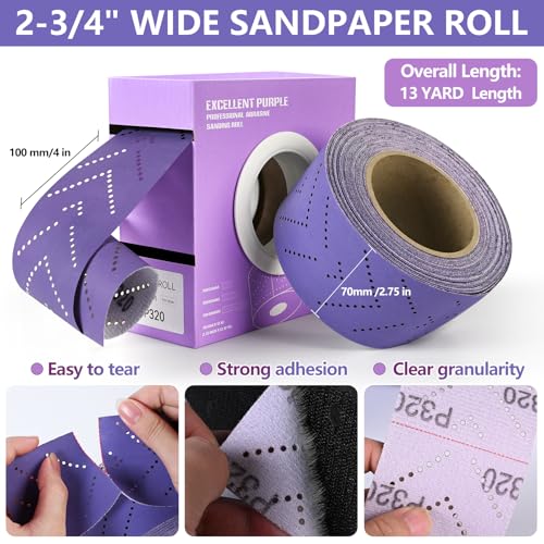 800 Grit Hook and Loop Sandpaper Roll, 2-3/4" x 13 Yard Wet Dry Sanding - style: 800Grit