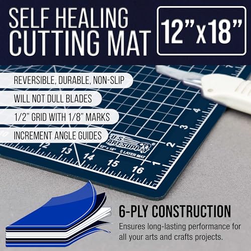 U.S. Art Supply 12"x18" Self-Healing Cutting Mat 6-Ply White/Blue - color: White/Blue