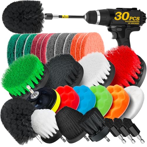 Holikme 30Piece Drill Brush Attachment Set - Power Scrubber Cleaning Kit - color: Black