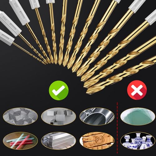 19Pcs(1/16" - 1/4") Hex Shank Titanium Twist Drill Bit Set - size: 1/16" - 1/4" - 19pcs HSS