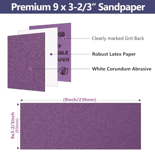 30-Sheet Premium White Corundum Wet Dry 1000 Grit Sandpaper - size: 9 x 3-2/3 Inch, style: 1000 Grit