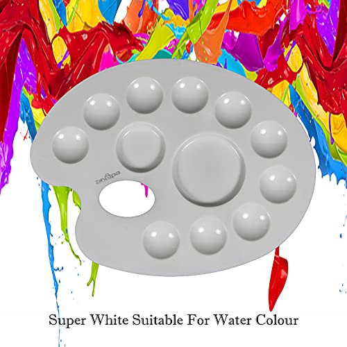 Zahepa Oval Paint Tray Palette with Thumb Hole, 12 Compartments, Watercolor - style: Oval - 12 Compartments