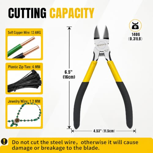 BOOSDEN Wire Cutter 6.5 inch Cutting Pliers Diagonal Cutter Snipper 6 Pack - size: 6.5"- 6 Pack