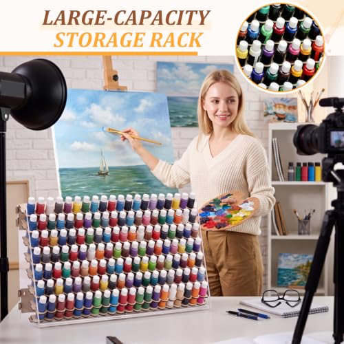 Colingmill 140 Holes Wooden Paint Rack for 2 oz Dropper Bottles - size: 59 ml, style: 140 Holes