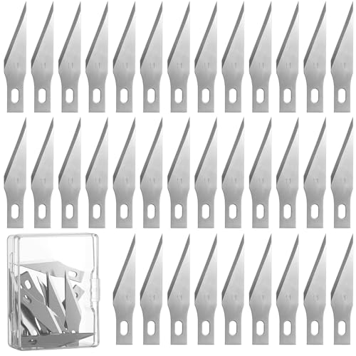 50 Pack #11 Hobby Blade Refill – Titanium Coated Precision Craft Knife Blades, Exacto Knife Replacement Blades with Storage Box for Crafts, Hobbies, Scrapbooking, Stencils