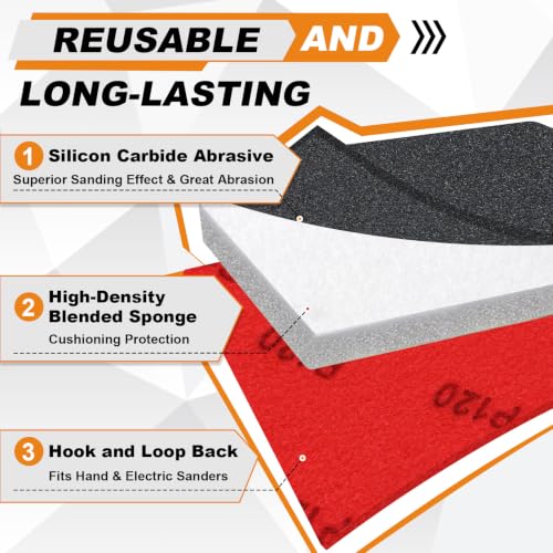 27 PCS 3x4 Inch Sanding Sponge, 2000 Grit Sandpaper Pads Sanding Blocks Set - color: 2000 Grit