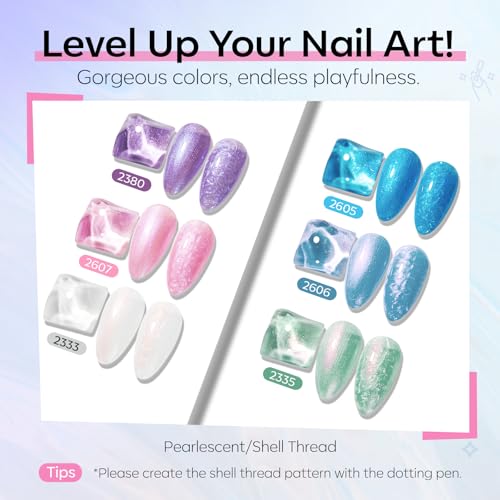 modelones Pearl Gel Nail Polish Set, 6 Colors Iridescent Shimmer - color: A A A1 Prism Thread