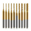 End Mill Sets,10Pcs Titanium Coat Ending Mill,1/8" Shank 0.8-3mm Micro End Mill Engraving Bits CNC Router Bits for Rotary Tools - size: 0.8-3.0mm