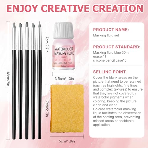 WANJAO 30MLMasking Fluid for Watercolor Painting Fast Drying Easy Peel Use - color: Red