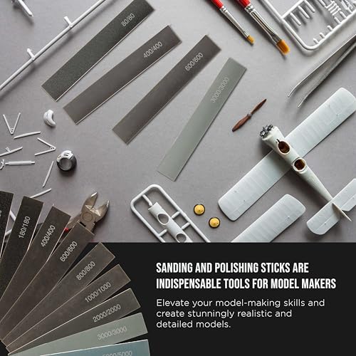 Dura-Gold Sanding Sticks & Polishing Sticks for Plastic Models, Pack of 40
