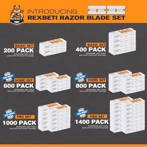 REXBETI 100 Pack Single Edge Razor Blades, Industrial Scraper Razor Blades - size: 100 Pack