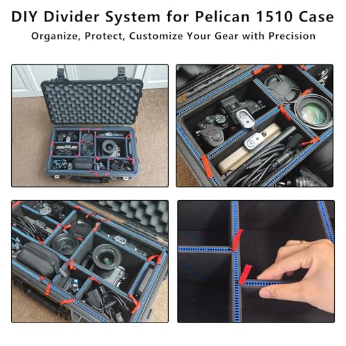 Divider for Pelican 1510/Apache 5800 with Bottom Protective Foam,Knife,Clip - color: 1510-black-blue