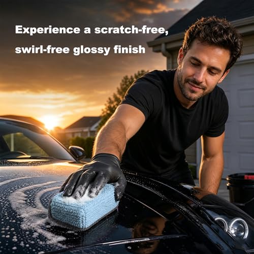 12 PCS Ceramic Coating Applicator Sponge, Microfiber Car Detailing Applicators Sponge Pads, Universal Automotive Sponges Applicator for Wax Sealant Paint Application (Light Blue & Dark Gray) - color: Light Blue & Dark Gray