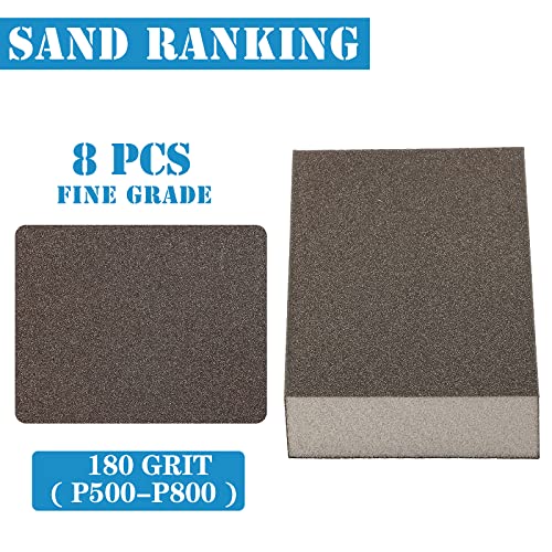 180 Grit Sanding Block, Jamiikury Fine Sanding Sponge, 8pcs - size: 180 Grits