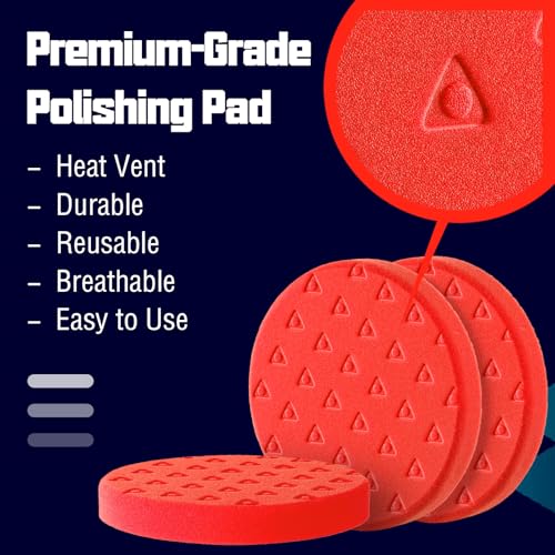3 Pcs 6.5 Inch Red Foam Polishing Pad, Ultra Fine Finishing Pad - color: Red