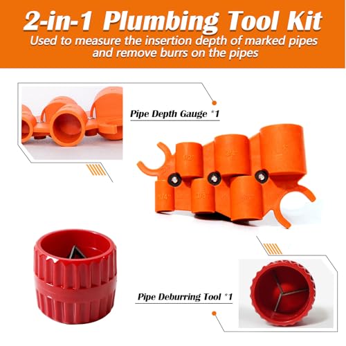 1/4'' - 1'' Pipe Depth Gauge and 3/16" to 1-1/2" Deburring Reamer Tool Kit