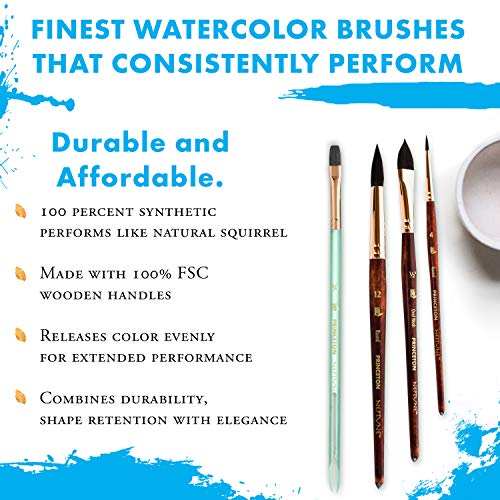 Princeton Artist Brush, Neptune Series 4750, Synthetic Squirrel Watercolor Paint Brush, Script Liner, Size 1