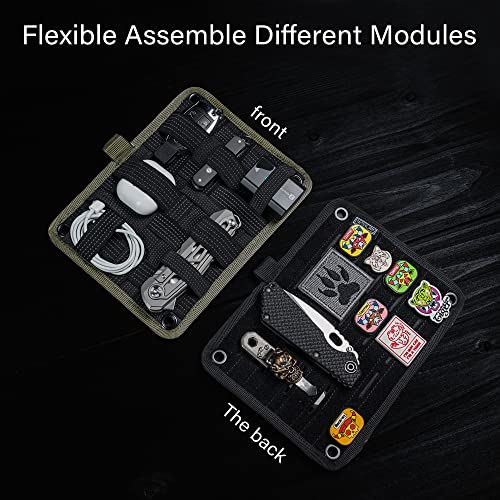 TACTICAL_GEEK EDC Organizer Board, Anti-Slip Elastic Woven Board, Utility Bag Insert Panel for Small Gear, Backpack Accessories (TCM-Black) - color: TCM-Black