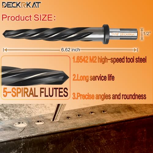 11/16" Reamer Drill Bit for Metal, M2 HSS Taper Reamer for Steel, Alloy, Wood, Plastic to Align, Enlarge Holes – 5-Spiral Flutes,1/2" Non-Slip Shank, 17mm Car Reamer, Bridge Construction Reamer - size: 11/16"