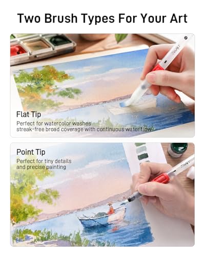 Water Brush Pens 6-Pack Leak-Proof Refillable Watercolor Pens - color: 6 Pcs Red