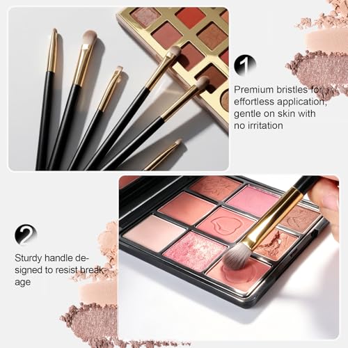 Eye Makeup Brush Set 6Pcs, Blending Eyeshadow Brushes for Beginners, Black - color: Black-6