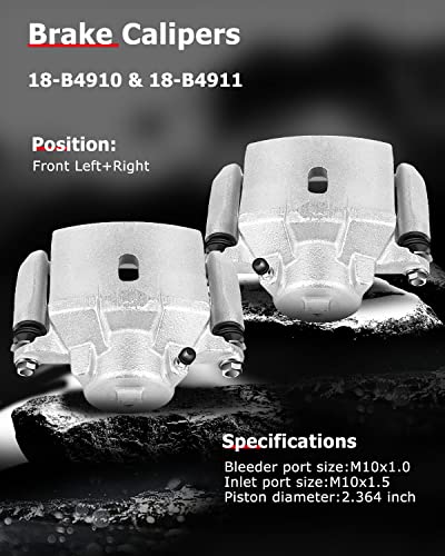 cciyu Front Left & Right Disc Brake Calipers w/Bracket 18-B4910 18-B4911 - size: Front[18-B4910+18-B4911]