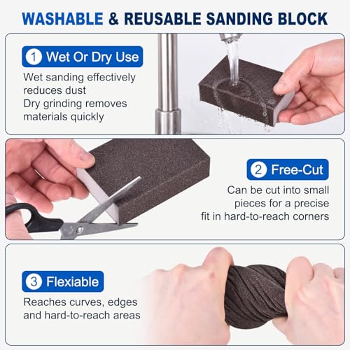 4Pcs 400Grit Sanding Sponges, Wet Dry Sanding Blocks - size: 400Grit