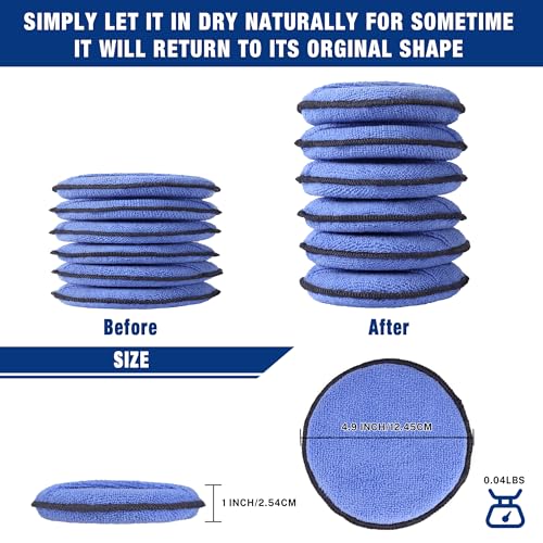 WORKPRO 12-Pack Car Wax Applicator Pads with Finger Pocket, Microfiber Pad