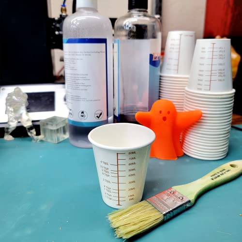 50 3oz Coated Paper Graduated Measuring Cups for Mixing Paint, Stain, Epoxy, Resin; Disposable, Recyleable, from Renewable Resource Bamboo, Wax Coated by NetSellsIt