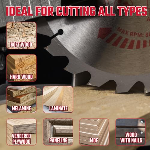 Revvsatrk Circular Saw Blade 8-1/4" 80T for Cutting Wood, 5/8" Arbor - size: 8-1/4 In 40T