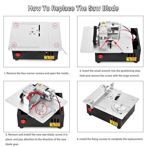 Precision Mini Electric Table Saw, DIY Hobby Handmade Woodworking Bench Cutting Machine Adjustable Cut Depth Small Desktop Saw for Miniature Wood Craft (Regular style) - style: Regular style
