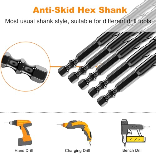 12Pcs Cross-Tip Masonry Drill Bit Set & Concrete Drill Bit Set, 3/16"-1/2" - size: 12 pcs 3/16"-1/2" Cross-Tip