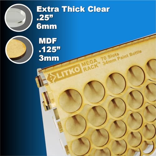 LITKO Paint Rack Storage Organizer | 35 Holes | Citadel Pots & Bottles - size: 70 Holes