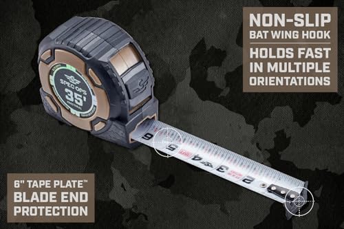 Spec Ops Elite Heavy Duty Tape Measure,Premium, 1.25" Blade, 35' Fractional - color: Fractional, size: 35-Foot