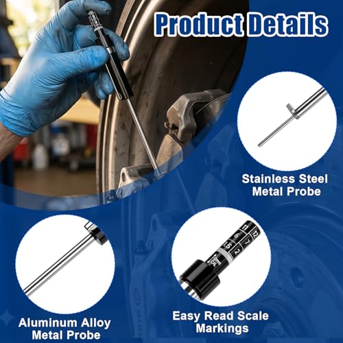 2 Pcs Car Brake Pad Thickness Measure Tool, 1.5mm-11mm Scale Brake Pad Gauge, Auto Brake Pad Detection Pen for Internal External Use