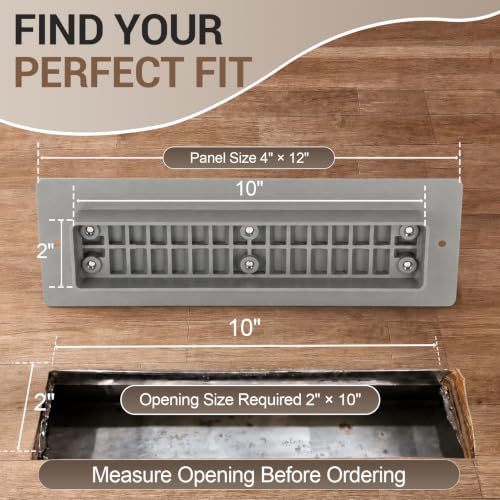Aluminum RV Floor Vent Cover 2"x10", Magnetic Removable Cover, 1 Pack-Gray - color: Gray-1 Pack