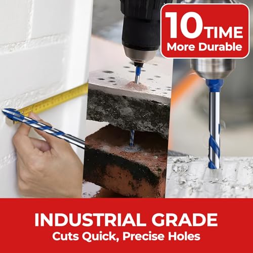 10Pc Cross-Tip Carbide Masonry Drill Bit Set 5/32"-1/2" with Case - size: 5/32"-1/2" Set (Cross)