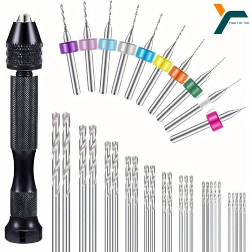 36Pcs Micro Hand Drill Bits Set – Pin Vise PCB Mini Twist Drill Tool for Jewelry, Wood Craft & DIY Sculpture