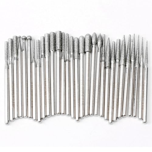 ILOVETOOL 30Pcs Diamond Drill Bit Set, 2.35mm Shank Diamond Burr Bits for Rotary Tool, Compatible with Dremel Tool for Glass, Ceramic, Stone, Jewelry Making, Engraving Carving Polishing Bits - size: Shank 2.35mm(3/32-inch)